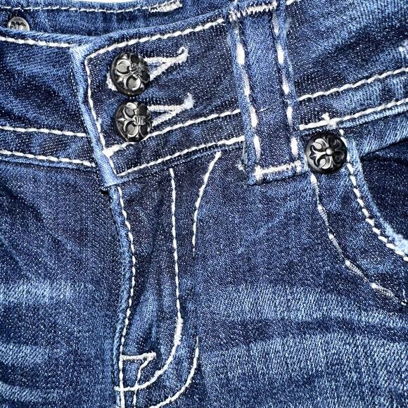 Miss Me Women's Size 28 Skinny Angle Wings Flap Pocket Rhinestone JP60035 Jeans - Picture 2 of 11